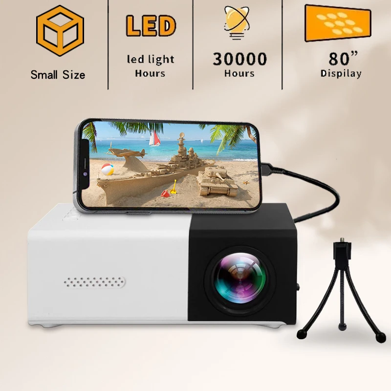 

Портативный домашний кинотеатр YG300 mini HD, совместимый с USB, HDMI, может быть подключен к мобильным телефонам