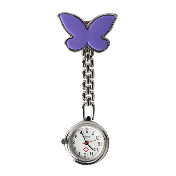 Fashion Butterfly Nurse Table Pocket Watch With Clip Brooch Chain Quartz Watches Pendant Necklace Clock Gifts For Women Man
