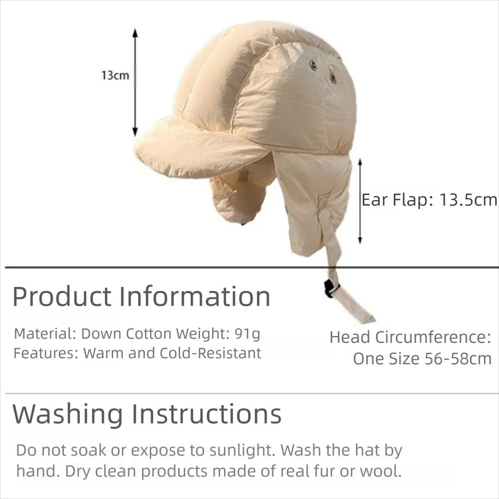 Solid Color Padded Bomber Hats Ear Flaps Windproof Cycling Cap Korean Version Thermal Pullover Trapper Hat Ski Pilot Cap