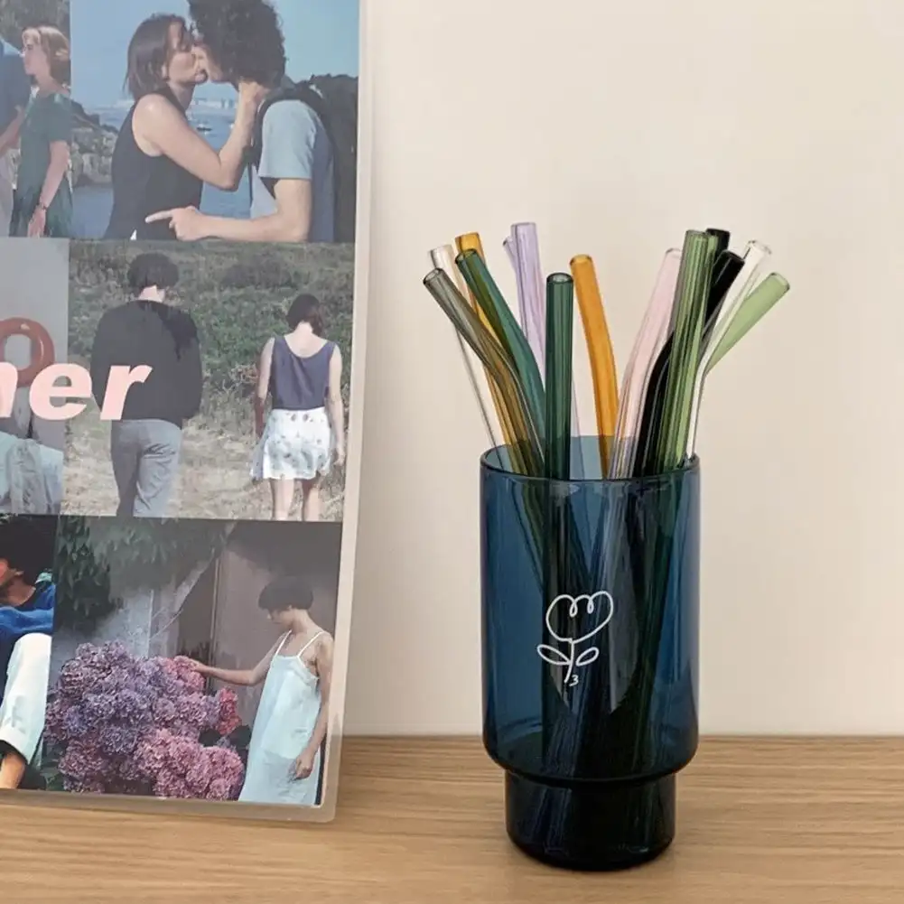 Eco-Friendly Multi-Color Reusable Glass Drinking Straws