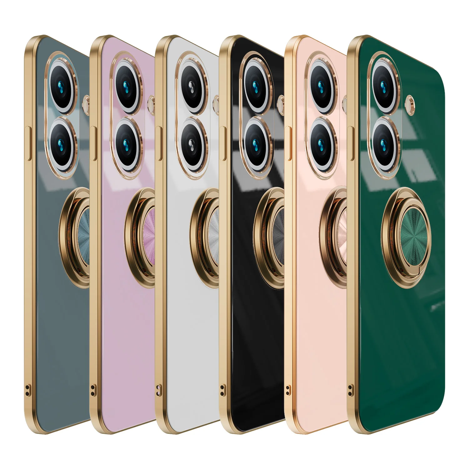 Elegant Plated Ring Holder Phone Case with Bracket
