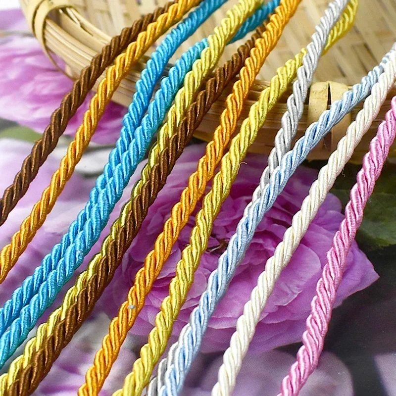 5-20Meters 3mm 3 Shares Twisted Cord Rope Bag Decorative Braided Ropes Gift Box Package Thread Cords DIY Sewing Accessories