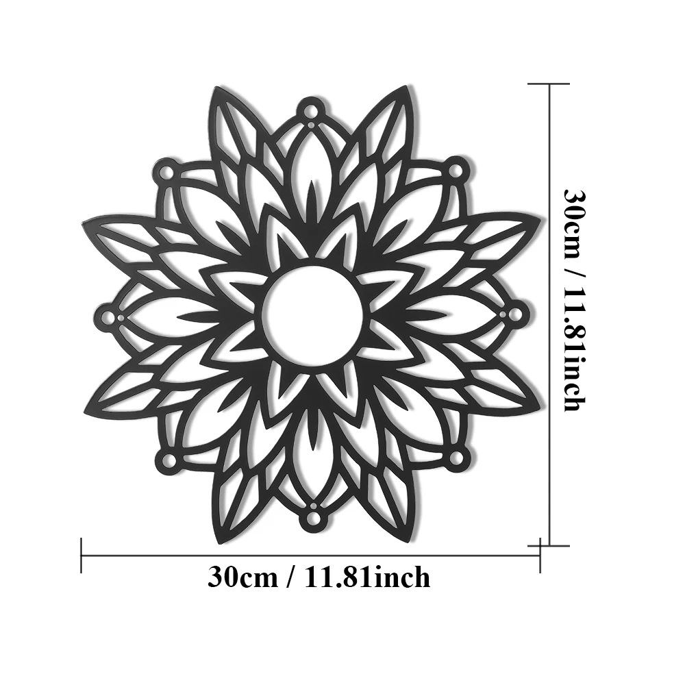 Wildflower Mandala Metal Wall Art - Flower Silhouette Indoor Outdoor Decor