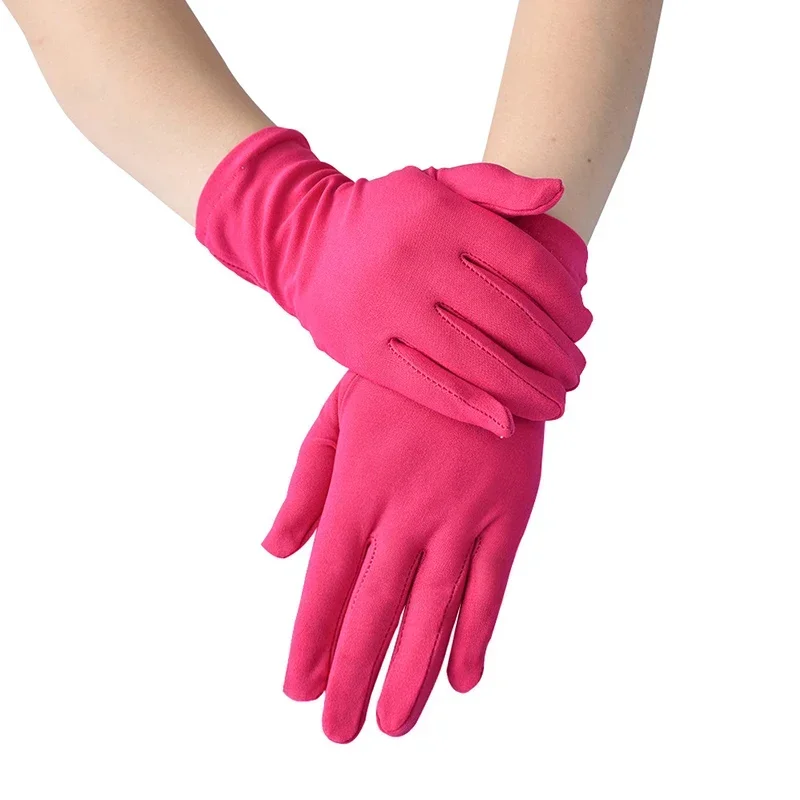 Party Etiquette Short Gloves Stretch Sun Protection Full Finger Mitten Black Spandex Silk Elastic Driving Gloves for Men Women male gloves,sunscreen gloves,full finger gloves,etiquette gloves