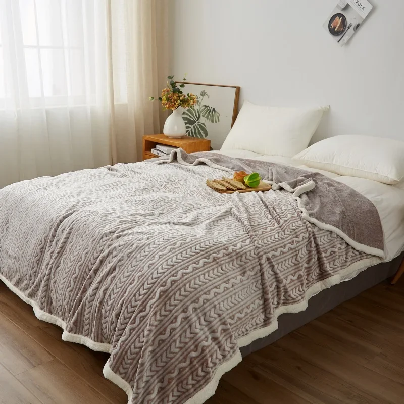 

Winter Thickened Plush Blanket Home Textile Flannel Imitation Lambswool Warm Soft Blanket for Bed Double King Size Throw Blanket