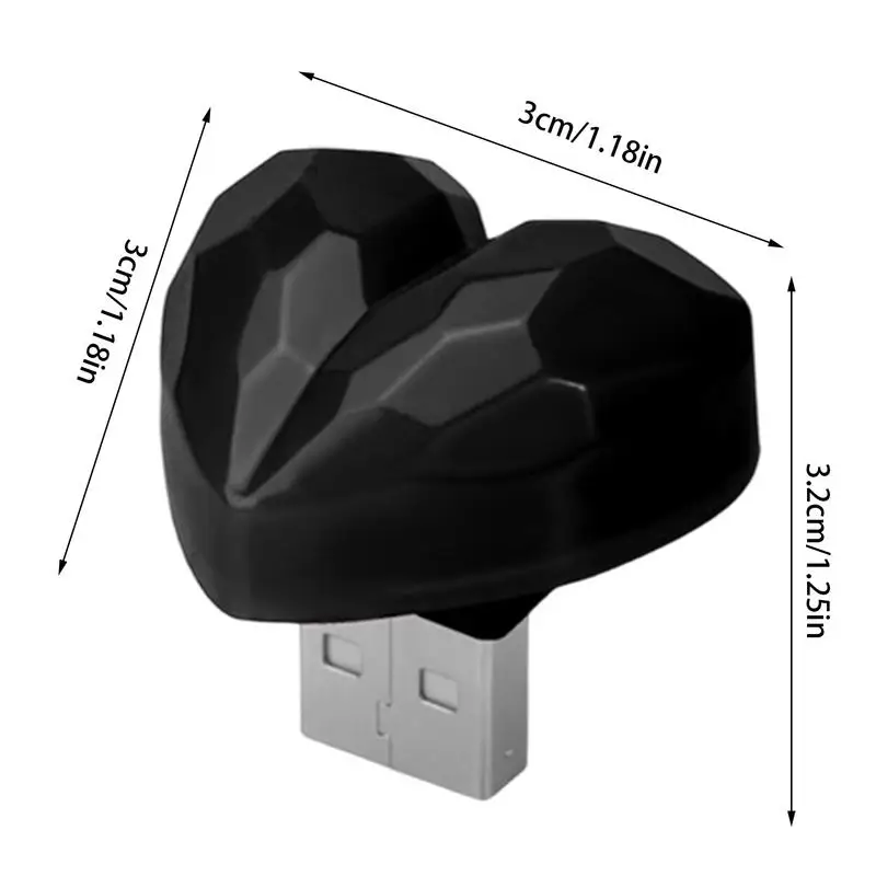 USB LED Car Light Auto Interior Atmosphere Light Heart Car Lights Interior Ambient Lighting Decor Color Changing Atmosphere Lamp