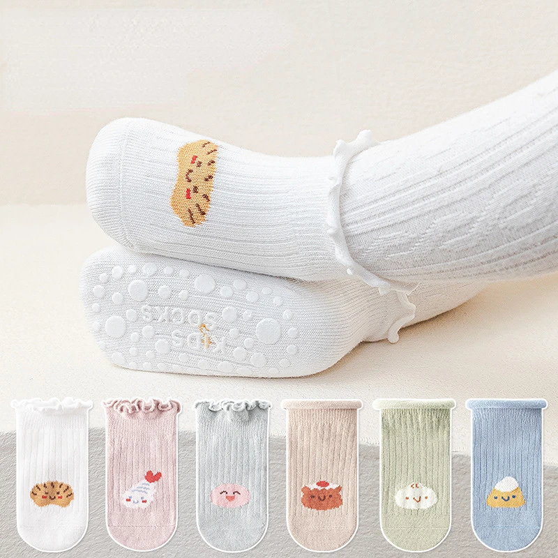 

Cute Baby Ruffle Socks Rubber Anti-slip Floor Socks Cartoon Cotton Princess Newborn Infant Toddler Kids Boys Girls Socks 0-5Y