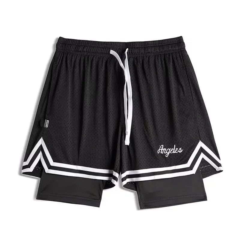 American Style Illusion Two-Piece Basketball Shorts Training Sweatpants Fitness Equipment Men's Summer Stylish Sportswear
