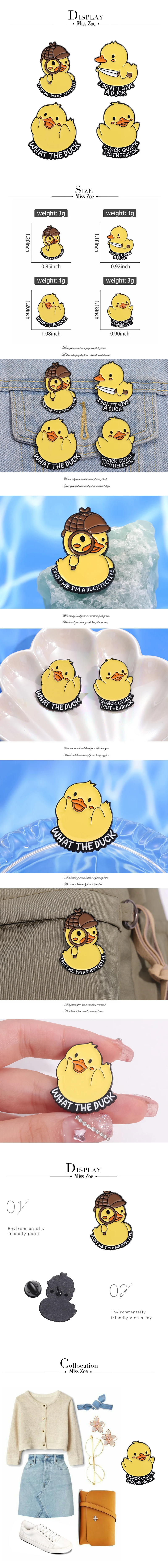 Niedliche gelbe Enten-Emaille-Anstecknadeln, individuell, „I DON'T GIVE A DUCK“, Broschen, Anstecknadeln, Tier, lustiger Schmuck, Geschenk für Freunde – Detail 1