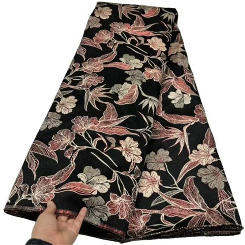 

Новейшая французская жаккардовая кружевная ткань розового цвета с бриллиантовой вышивкой, нигерийская кружевная ткань для свадебного платья