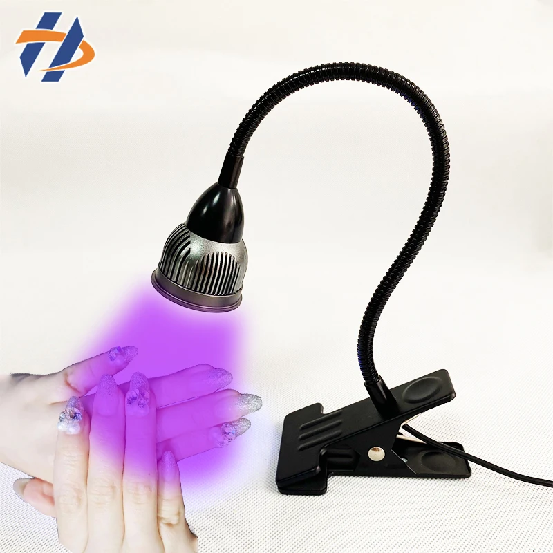 High Power 5w Curing Lamp Polishing Wavelength 365nm Nail Lamp Dryer UVLED Flexible Clamp Table Gel Curing Nail Enhancement