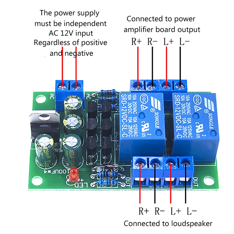 Audio Speaker Protection Board Boot Delay DC Protect Kit DIY Double Channel audio speaker protection board