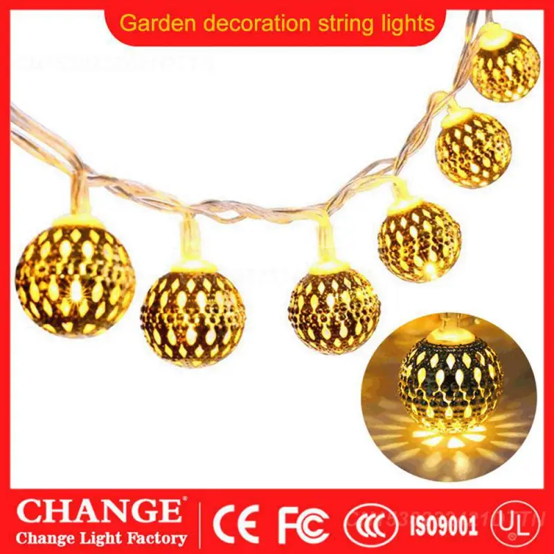 

Hot Solar String Lights Outdoor Moroccan Metal Ball 20-50 LEDs Garden Fairy Lamp For Home Garden Courtyard Adornment