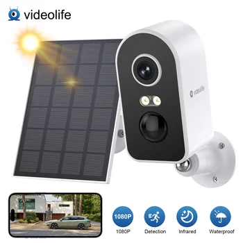 Videolife 3MP Waterproof Solar Security Camera Wireless 2.4G WiFi Solar Battery Powered Camera HD Home Surveillance Protection 1