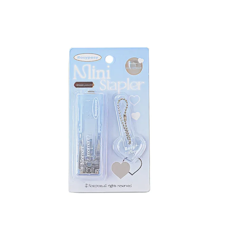 Mini Stapler 1 Rosyposy High Aesthetic Clear Gradient Ice Transparent Foldable Portable for Books Documents mini stapler set