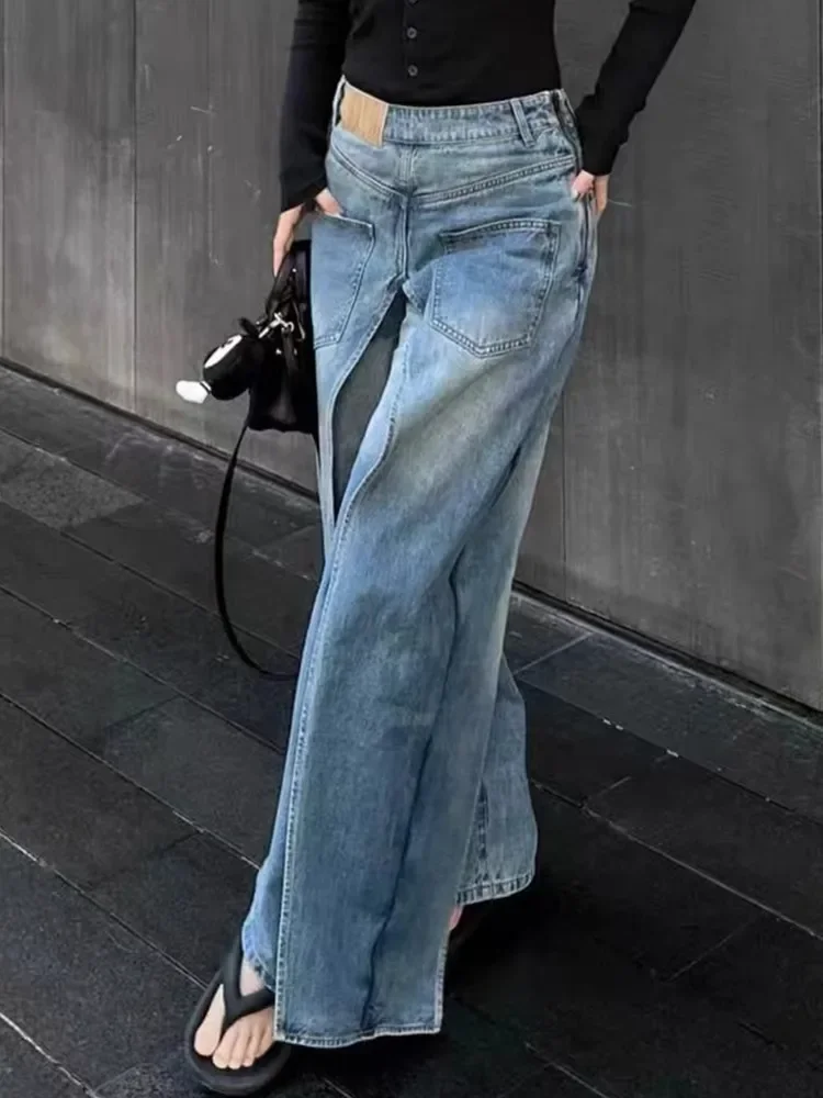 Y2K Style New Rock Hip Hop Baggy Wide Leg Jeans Pants Women 90S Clothes Vintage Straight Lady Denim Trousers 4