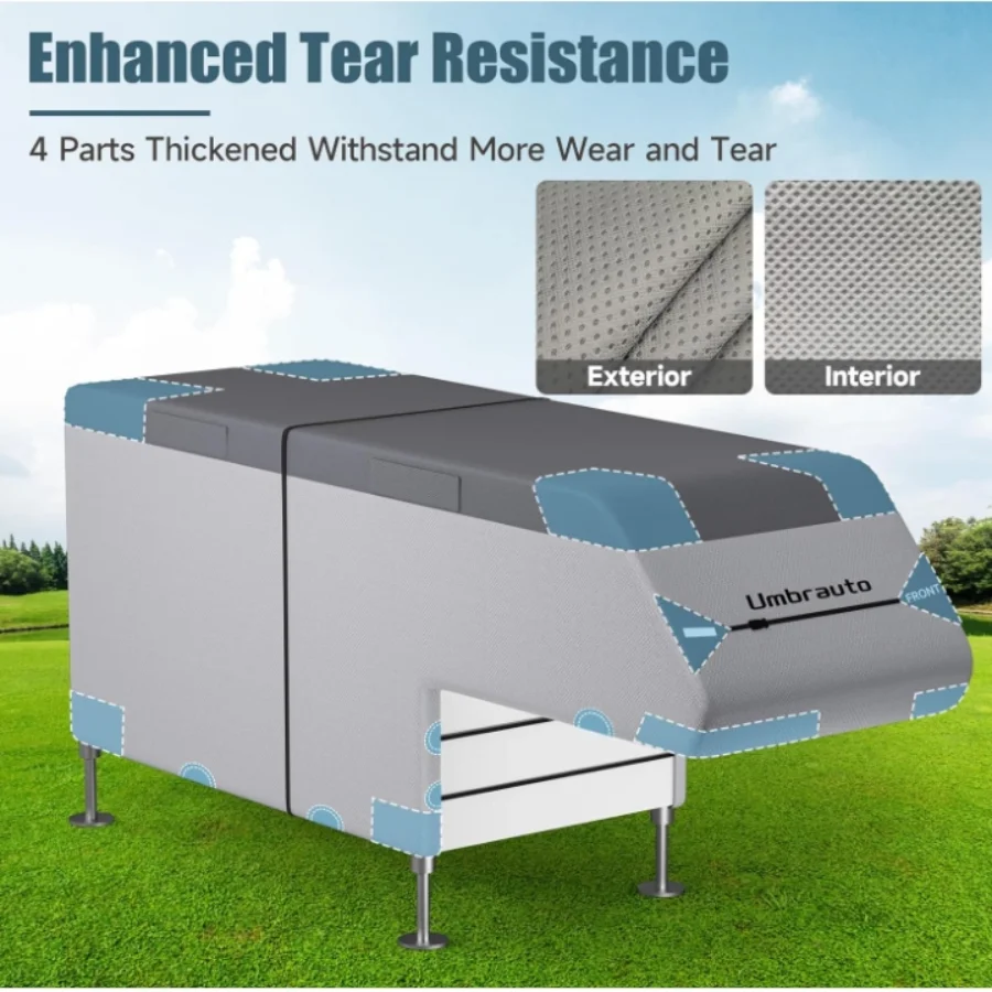 Umbrauto Truck Camper Cover 7-Layer Anti-Tear Top Slide-in Campers, Motorhome RVs All Season Protection with Gutter