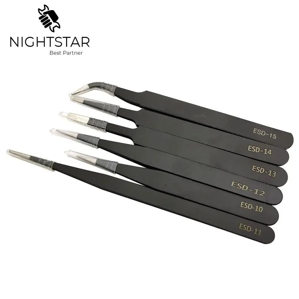 Anti-static Precision Tweezers Set Stainless Steel ESD Tweezers Electronic Repair Soldering Iron Tool for Beauty Eyelashes precision tweezers tweezer tool esd anti static tweezers soldering tweezers