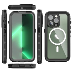 Waterproof Dustproof Magnetic Charging Full - Cover Diving Case - iPhone 15 Pro Max (Black)