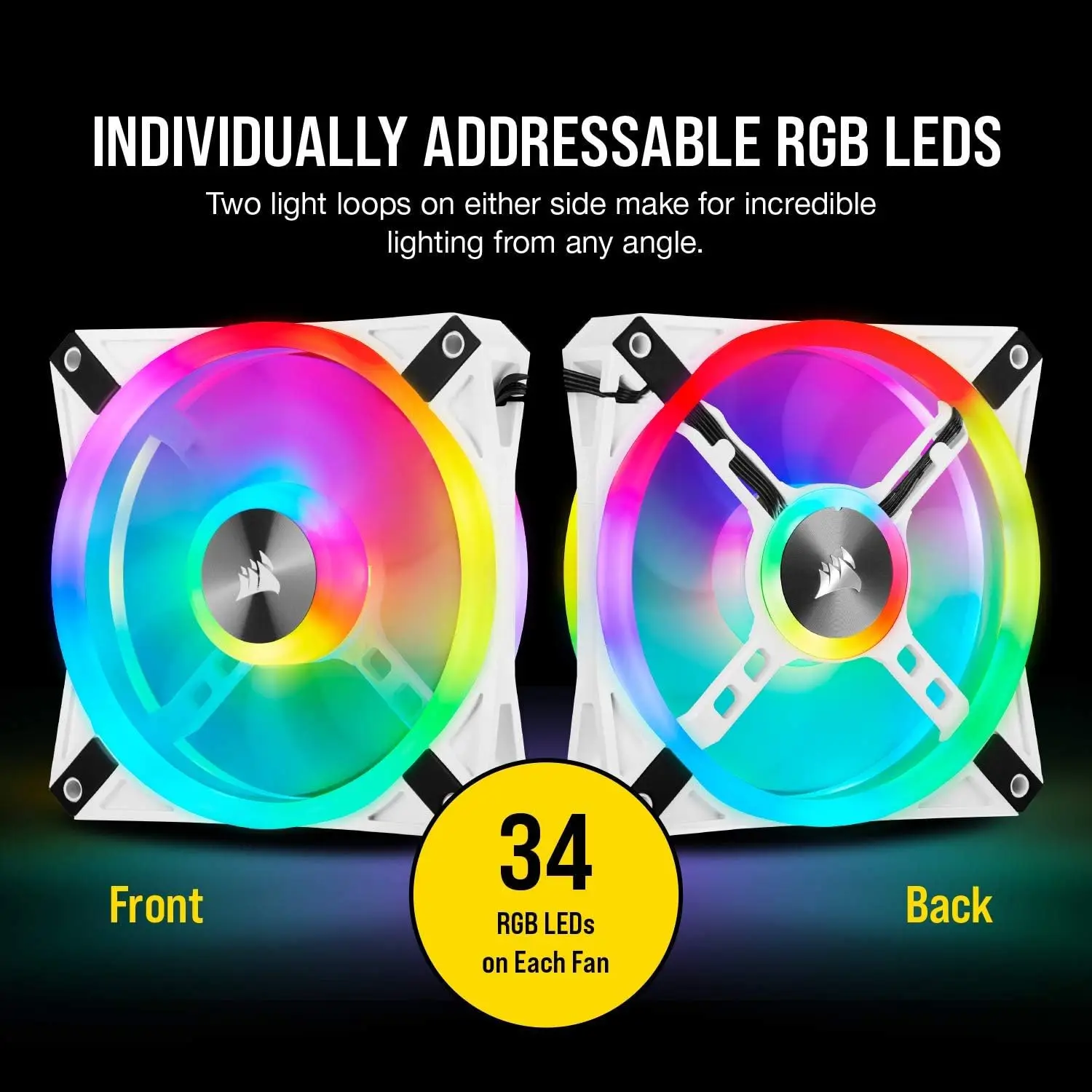 Corsair QL Series iCUE QL120 RGB 120mm RGB LED PWM Black White Fan