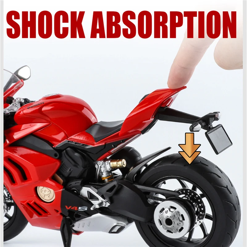 Large Size 1/9 Ducatis Panigale V4S Alloy Racing Motorcycle Simulation Diecast Metal Street Motorcycle Model With Light Kid Gift 6