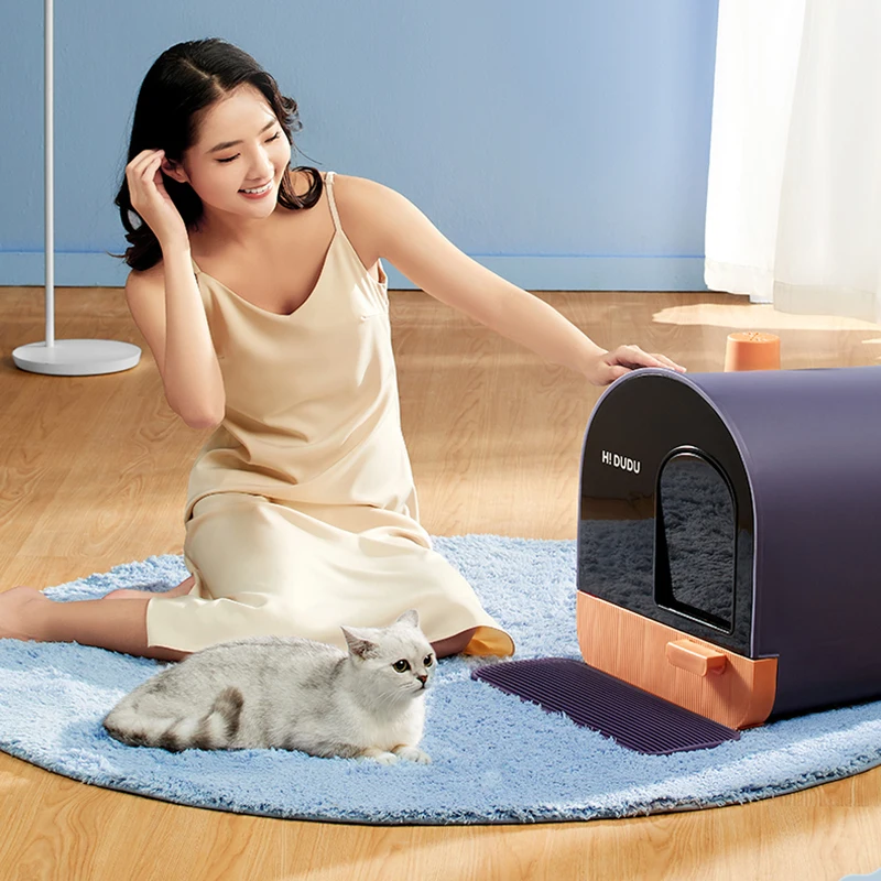 

Plastic Cute Cat Litter Box Pet Toilet Strainer Enclosed Large Cat Litter Box Transparent Caja Arena Gato Home Furniture Gatos