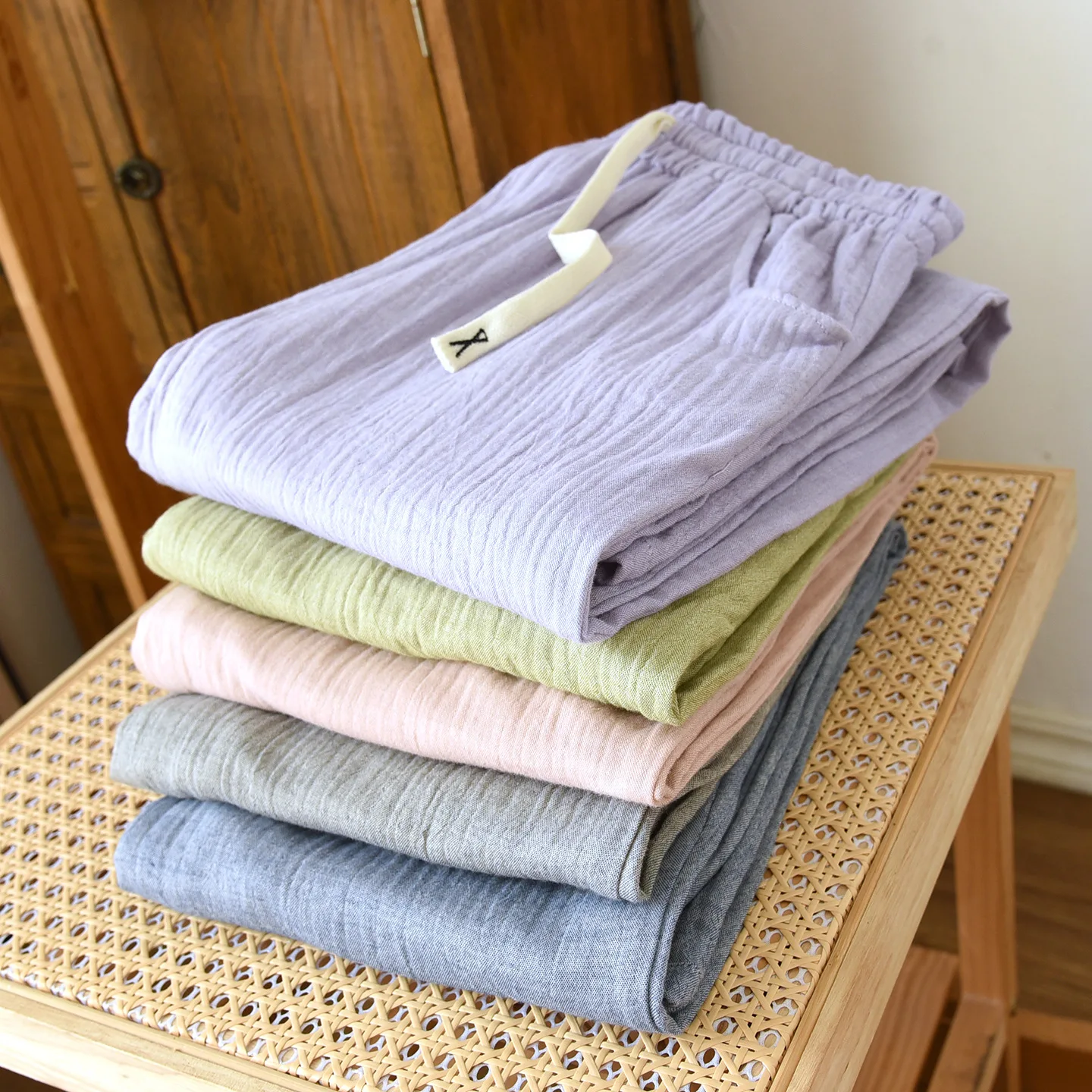 Women's wide-leg lounge pants front view