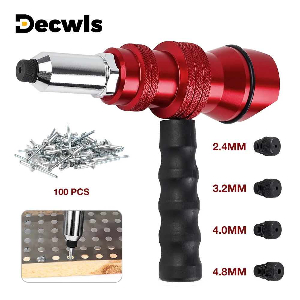 Upgraded Rivet Gun Electric Rivet Gun for 2.4mm-4.8mm Rivets Home Cordless Drilling Tool with Removable Plastic Handle