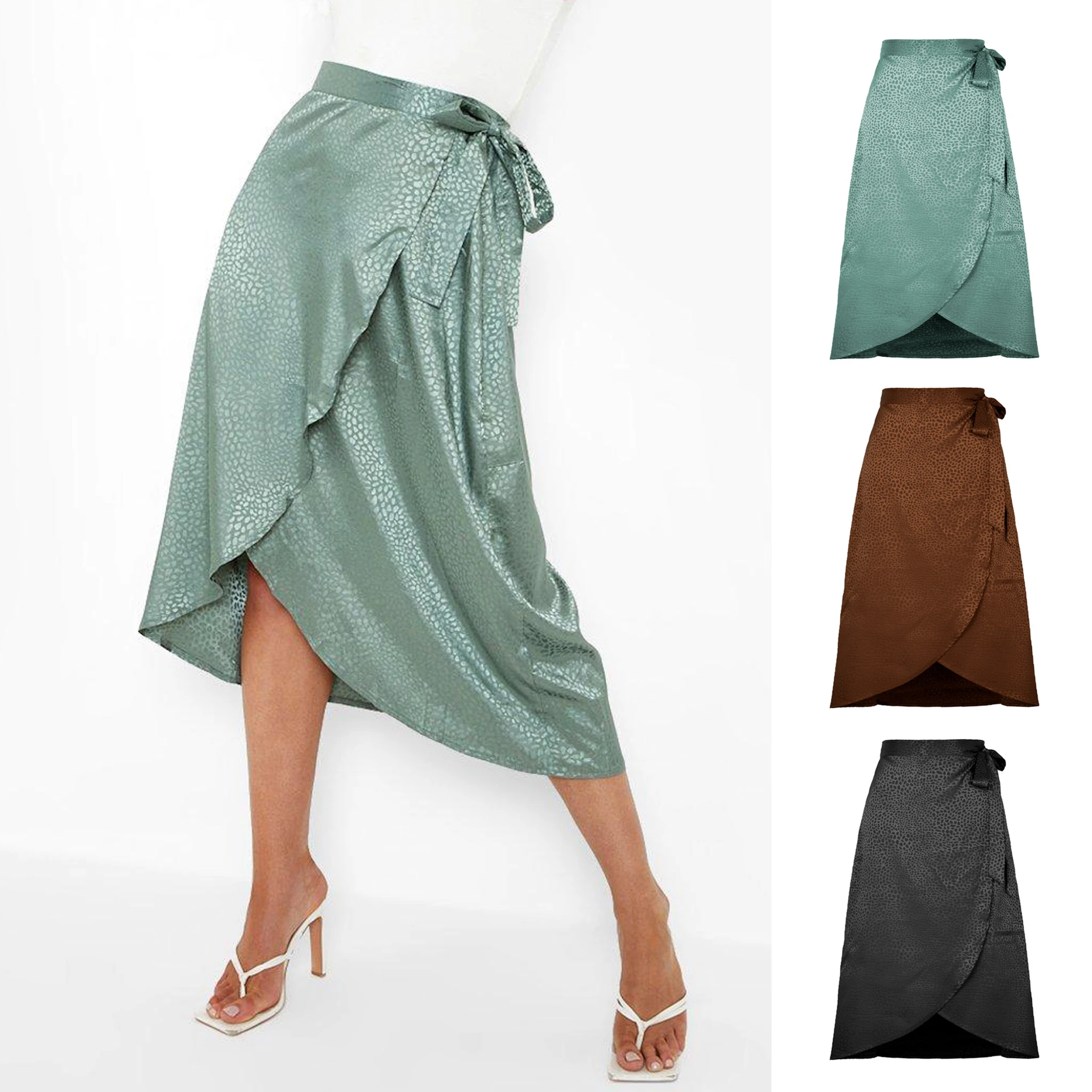 Elegant Long Skirt for Women Bandage Solid Color Split Large Hem Skirt Office Lady Casual Skirt 2022 Summer Female Clothes crop top and skirt