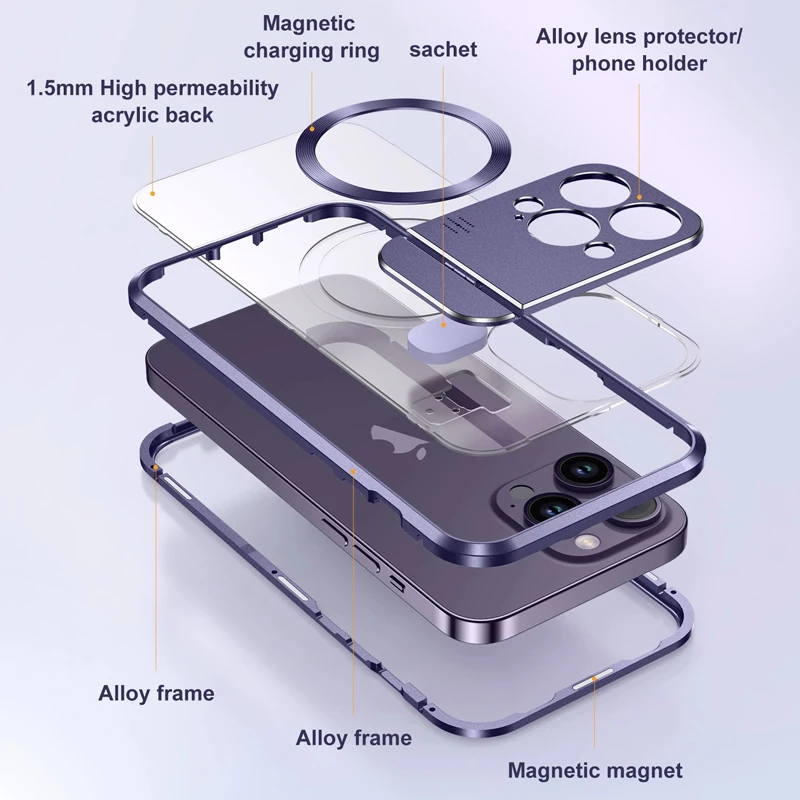 Magsafe Aromatherapy Magnetic Metal Stand Case For iPhone 15 14 13 Pro Max Wireless Charging Suction Car Holder Protect Cover