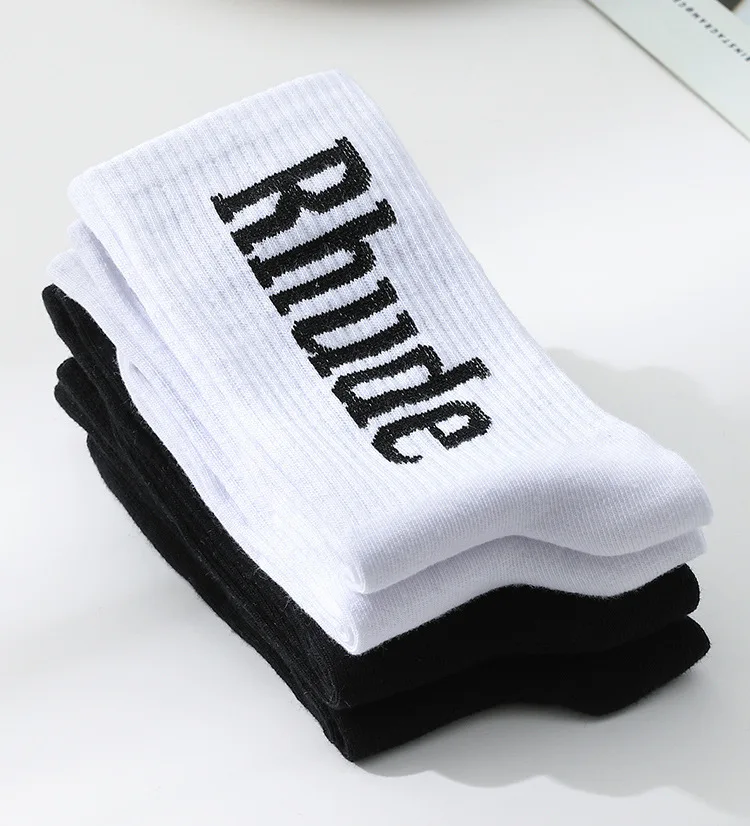 5 Paar Herren-Baumwollsocken, schwarz, weiß, einfarbig, atmungsaktiv, saugfähig, Laufsocken, Outdoor-Laufsocken – Detail 5