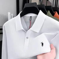 100% pur coton automne et hiver hommes mode sport marque brodé poney à manches longues POLO affaires t-shirt style décontracté 6