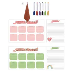 Magnetic Memo Board For Refrigerator Waterproof Fridge Chore List Organizer Kit Message Boards With 6 Magnetic Pens For Grocery