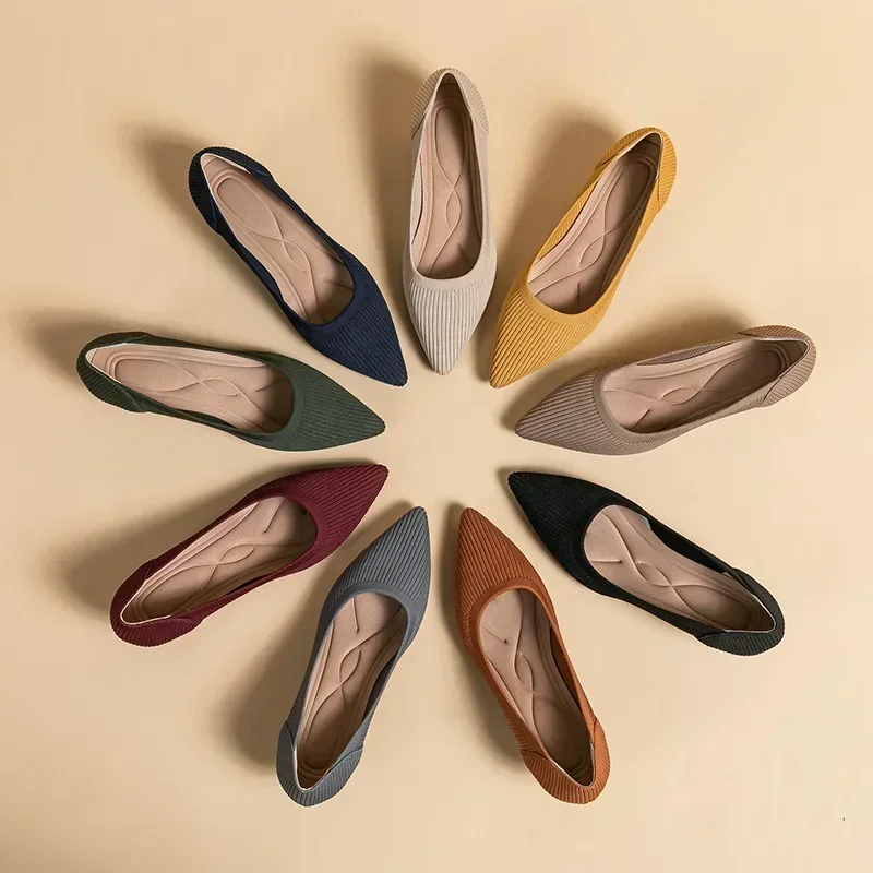 Women Flat Shoes Women Solid Color Flat Shoes Casual Breathable Non Slip Rubber Sole Pointed Comfortable Spring and Autumn women flat shoes