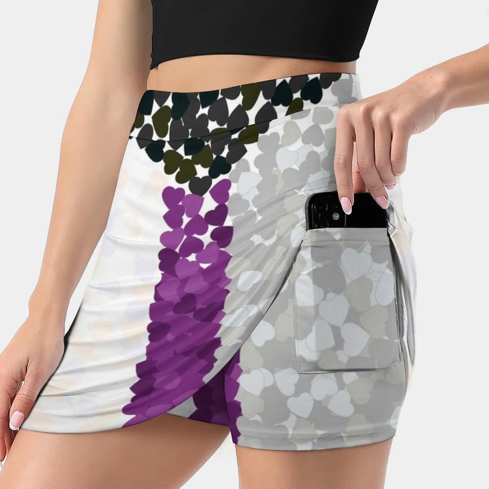 

Demisexual Pride Flag-Falling Hearts Women's skirt Aesthetic skirts New Fashion Short Skirts Demisexual Asexual Qia Qiap