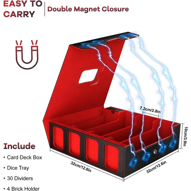 Card Storage Box 3200+ MTG Deck Box with 30 Colorful Divider, Commander Trading Card Cases with Portable Handle & Viewing Window 5