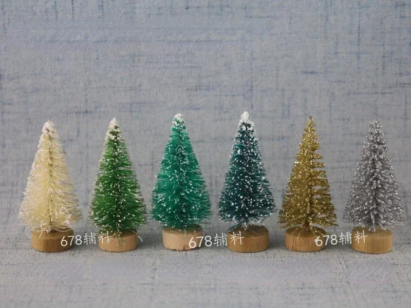 12 Piece DIY Mini Christmas Tree Sisal Silk Cedar - Desktop Decoration Small Christmas Tree 2025 Xmas New Year Navidad Decor