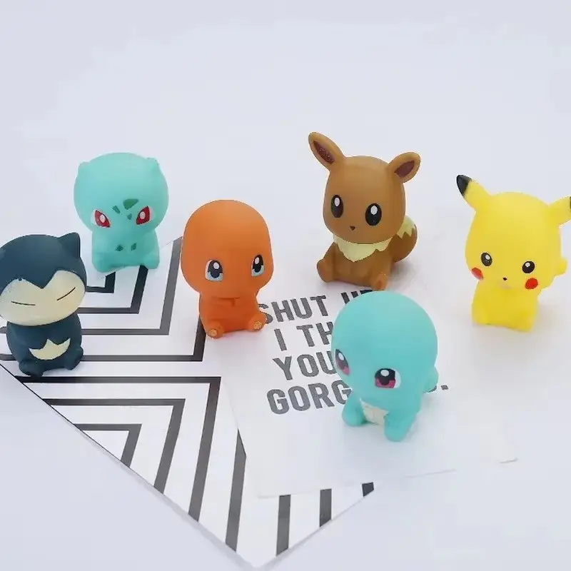 Pokemon 6pcs/set Baby Bathroom Toys Pikachu Bulbasaur Charmander Squirtle Eevee Action Figure Soft Vocal Kids Bath Doll Gifts - Image 4