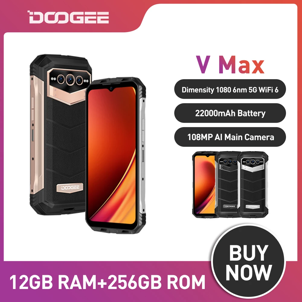Doogee V Max 5g Téléphone Robuste 12 Go + 256 Go 20hz Dimensity 1080 Hi ...