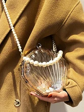  Transparent Acrylic Shell bag 2023 Fashion High quality PVC Women's Designer Handbag Pearl strap Shoulder Messenger Clutch Bag 