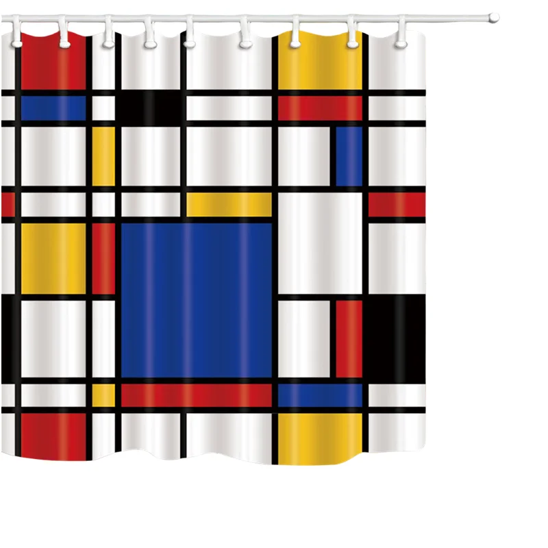 

Геометрическая фигурка в стиле Mondrian, декор для ванной комнаты, занавеска для душа, водонепроницаемая ткань с 12 крючками