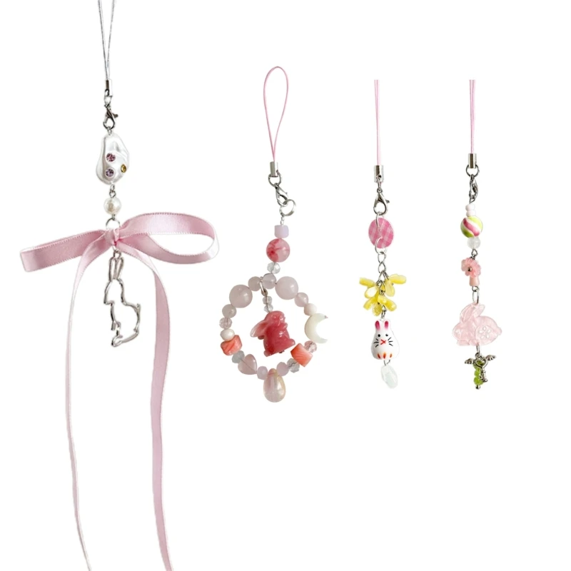 

Быстрый доступ милый кролик кулон брелок нежный кристалл бусина луна брелок DIY рюкзак очаровательный орнамент Y2K сладкий