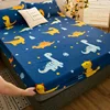 JBTP New 1Pc Waterproof Fitted Sheet with Elastic Cartoon Style Cute Dinosaur Print Bed Sheet for Kid Queen King Size Couvre Lit 4