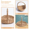Wicker Picnic Basket Handle Empty Gift Basket Fill Open Top Market Harvest Baskets Garden Fruit Candy Wine Egg Gathering 6