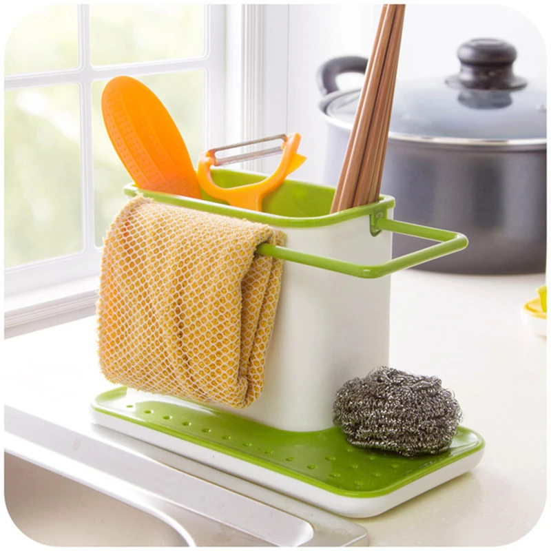 2022 Hot Sink Towel Utensils Sponge Racks Plastic Tidy ware Shelves Dishes Separated Creative Storaging Kitchen Container 3