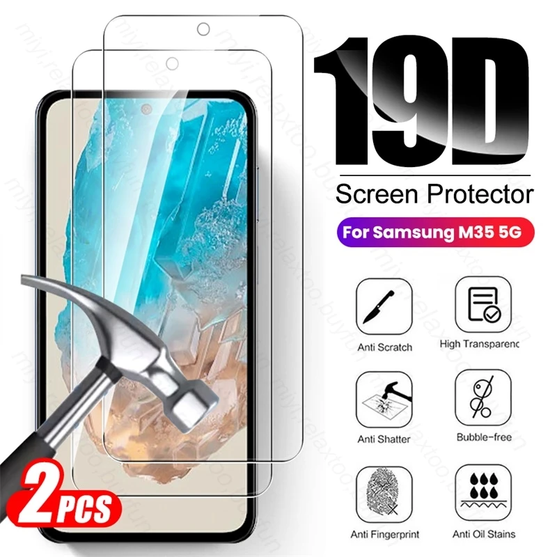 Screen Protector SamsungM35 Case 2PCS Protect Glass Screen Protector for Samsung M35 5G A 25 M 15 35 55 M15 M55 A15 A25 A35 A55