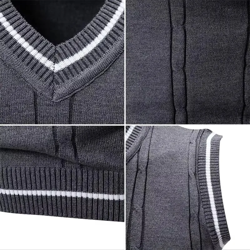 Autumn and Winter New Men's Warm Sweater Vest Fashionable Casual College Style  Knitted Sweater 6