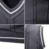 Autumn and Winter New Men's Warm Sweater Vest Fashionable Casual College Style  Knitted Sweater 6