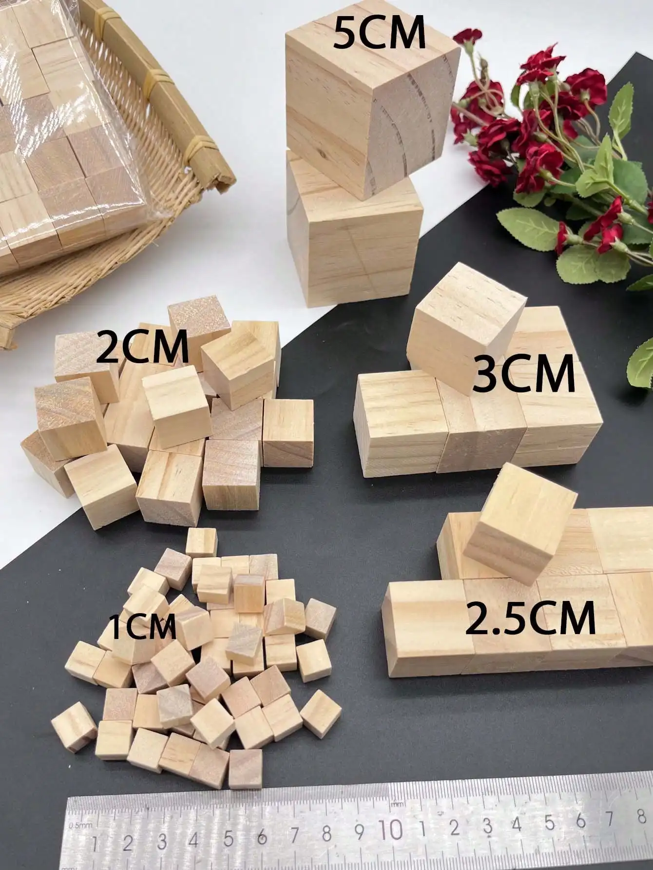 Various Sized Unfinished Wooden Blocks for DIY Crafting and Home Decor