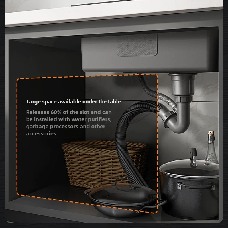 Kitchen Dishwashing Sink,Fruit Basin,Gun Ash,Large Sink,Household Stainless Steel Sink,Under Table Basin Digital display basin